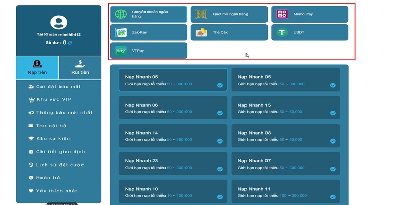 Chọn phương thức nạp tiền bạn cảm thấy phù hợp và tiện lợi  nhất với nhu cầu của mình